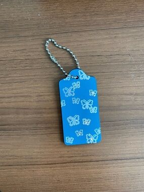 Coach Large Hangtag in Denim Blue with Silver Butterfly stamps